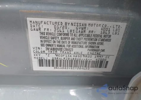 2025 Nissan Sentra Sr from USA, damaged, VIN 3N1AB8DV8SY284623